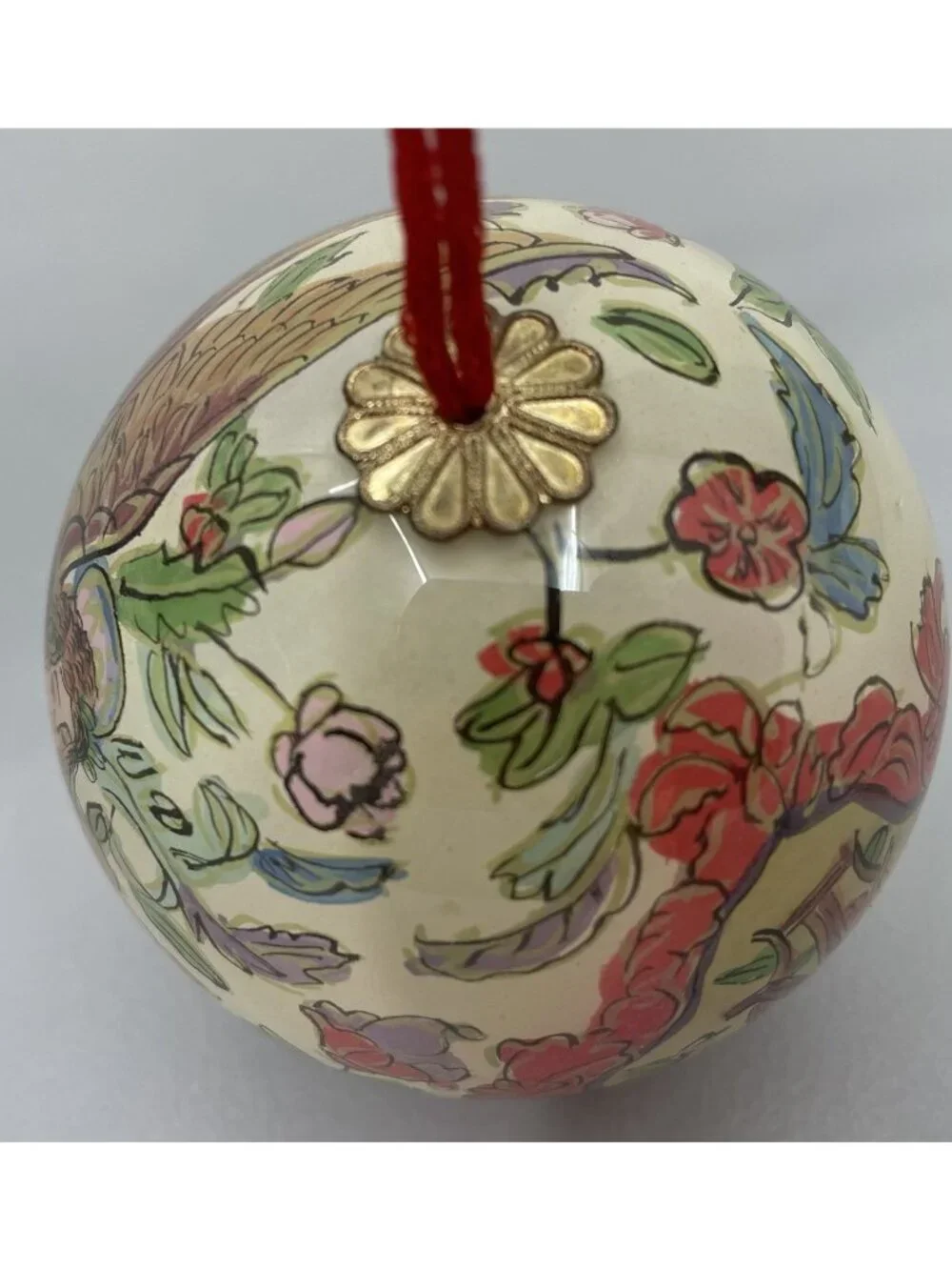 Vintage Christmas Glass Ornament Round Reverse Inside Hand Painted Angel Violin